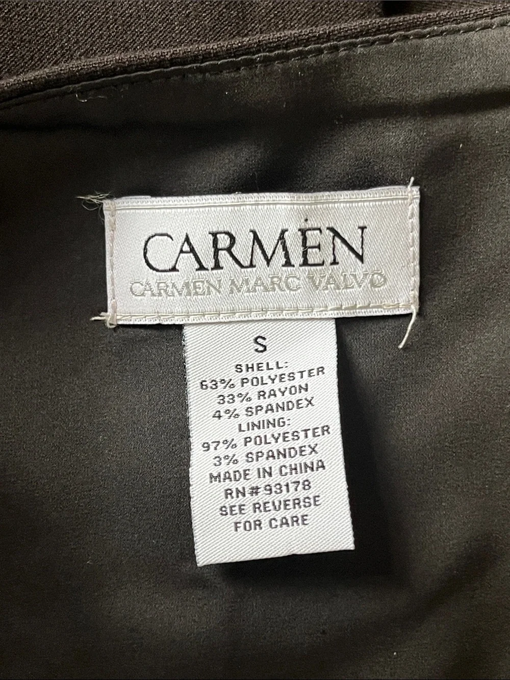 Carmen Marc Valvo Black Peplum Blouse Sleeveless Zip Front Career Top Small - Picture 6 of 6